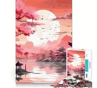 Jigsaw 1000 Pieces for Adults Cherry Blossom Japan Art Tight Cut Fun Brain Teaser Gift Leisure Fun Time Xmas Decor Gift (50x75cm)
