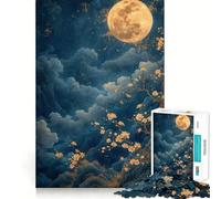 Jigsaw 1000 Pieces for Adults Cherry Blossom Moon Tight Cut Fun Brain Teaser Gift Leisure Fun Time Xmas Decor Gift (50x75cm)