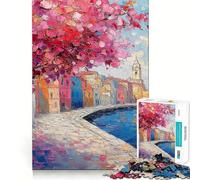 Jigsaw 1000 Pieces for Adults Cherry Blossom Pier Tight Cut Fun Brain Teaser Gift Leisure Fun Time Xmas Decor Gift (50x75cm)