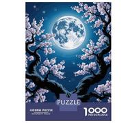 Jigsaw 1000 Pieces for Adults Cherry Blossoms Under Moonlight Jigsaw for Adults Relax Games Difficult Hard Deal As Gifts for The Whole Family 52x38cm/1000pcs