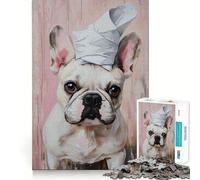 Jigsaw 1000 Pieces for Adults Chic Bulldog with Bandana Tight Cut Fun Brain Teaser Gift Leisure Fun Time Xmas Decor Gift (38x52cm)
