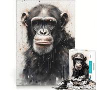 Jigsaw 1000 Pieces for Adults Chimpanzee Primate Majesty, Brain Teaser Game, Interesting Stress Reduction, Improving Love between Couples 38x26cm