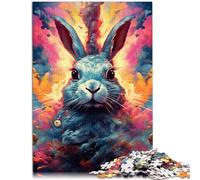 jigsaw 1000 pieces for adults Colored rabbit Interesting Stress Reduction Jigsaw Puzzles 26x38cm Challenging Game and Family Play