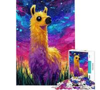Jigsaw 1000 Pieces for Adults Colorful Llama Portrait Jigsaw Puzzles for Teenagers Staycation Kill Time Wishlist with Santa Claus Unique Birthday And Gifts (Size 38x52cm)