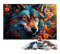 Jigsaw 1000 Pieces for Adults Colorful Psychedelic Art Flower Wolf Puzzle Educational Games Christmas Birthday Gifts for And Teenager Age 14 Years Up 1000 PCS(38x26cm)