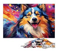 Jigsaw 1000 Pieces for Adults Colorful Psychedelic Finnish Lapphund Puzzle Educational Games Christmas Birthday Gifts for And Teenager Age 14 Years Up 1000 PCS(38x26cm)