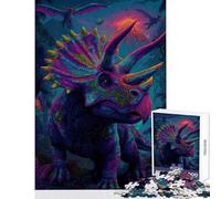 Jigsaw 1000 Pieces for Adults Colorful Triceratops Jungle Hands-on Game Analysis And Logic Anti-Stress Toys Enhance Love between Couples (38x26cm)