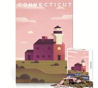 Jigsaw 1000 Pieces for Adults Connecticut Fine Edge Craft Mind Skill Fun Relax Game Play Birthday Game Gift (38x52cm)