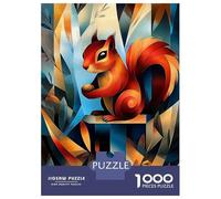 Jigsaw 1000 Pieces for Adults Contemporary Cubist Take on Dürers Squirrel Study - Modern Wildlife Wall Art Jigsaw for Adults Relax Games Difficult Hard Deal As Gifts for The Whole Family 52x38cm/1000p