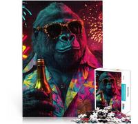 jigsaw 1000 pieces for adults Cool Gorilla with Bottle Stressabbau-Spielzeug Lustige Aktivitäten für zu Hause, Geburtstagsgeschenk, Reisegeschenk,75x50cm