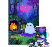 Jigsaw 1000 Pieces for Adults Cozy Ghost by The Fireplace Jigsaws for Adults Hands-on Game Difficult Challenge for Birthday, Chrismas (Size 38x26cm)