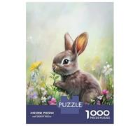 Jigsaw 1000 Pieces for Adults Cute Bunny in A Flower Field Adult Jigsaw Brain Teaser Game Staycation Kill Time Help The Brain Exercise 70x50cm/1000pcs