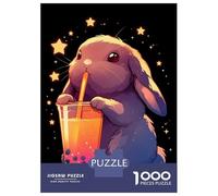 Jigsaw 1000 Pieces for Adults Cute Bunny with Boba Tea Jigsaw for Adults Relaxing Games Analysis And Logic Deal As Gifts for The Whole Family 38x26cm/1000pcs