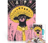 jigsaw 1000 pieces for adults Cute Chihuahua in a Sombrero Minimalist Art Illustration Analyse und Logik Heimdekoration38x26cm
