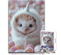 Jigsaw 1000 Pieces for Adults Cute Hedgehog in Unicorn Costume Wonderful for Lazy Leisure Days Reliable Tight Fitting Cut Toy Size 38x26cm