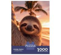 Jigsaw 1000 Pieces for Adults Cute Sloth on A Tropical Beach Sunset Jigsaw for Adults Relaxing Games Analysis And Logic Deal As Gifts for The Whole Family 38x26cm/1000pcs