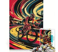 Jigsaw 1000 Pieces for Adults Cyclist in Motion Abstract Art, Hands-on Game, Hand Speed Race, with Fully Interlocking Randomly Shaped Pieces 38x52cm