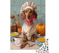 Jigsaw 1000 Pieces for Adults Dachshund Chef Cooking Soup Adult Jigsaw Puzzle Family Games Analysis And Logic Deal As Gifts for The Whole Family 52x38cm/1000pcs