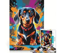Jigsaw 1000 Pieces for Adults Dachshund Do, Hands-on Game, Hand Speed Race, with Fully Interlocking Randomly Shaped Pieces 38x52cm