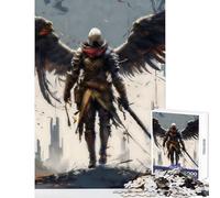 Jigsaw 1000 Pieces for Adults Dark Angel Warrior Jigsaw Puzzles for Teenagers Staycation Kill Time Wishlist with Santa Claus Unique Birthday And Gifts (38x26cm)