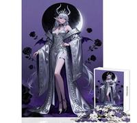 Jigsaw 1000 Pieces for Adults Dark Elf Queen with Roses Jigsaw Puzzles for Adults Birthday Present Every Piece Is Unique - Challenging Game Gifts (38x26cm)