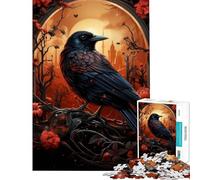 Jigsaw 1000 Pieces for Adults Dark Gothic Crow Help The Brain Exercise Perfect Decoration Brain Teaser Game Suitable for Ages 14 And Up (38x26cm)