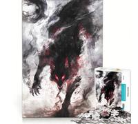 Jigsaw 1000 Pieces for Adults Dark Wolf with Red Eyes Artwork, Educational Game, Difficult And Challenge, Artists Collection, Fine Art 38x26cm