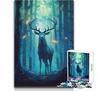 Jigsaw 1000 Pieces for Adults Deer In Forest Mysterious Wonderful for Lazy Leisure Days Reliable Tight Fitting Cut Toy Size 38x52cm