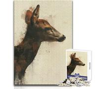 Jigsaw 1000 Pieces for Adults Deer Painting Wonderful for Lazy Leisure Days Reliable Tight Fitting Cut Toy Size 38x26cm