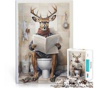 jigsaw 1000 pieces for adults Deer reading the paper Trainieren Sie Ihr Gehirn und Ihre Hände Geburtstagsgeschenk52x38cm
