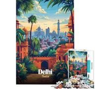 Jigsaw 1000 Pieces for Adults Delhi, India Cityscape Illustration Educational Games Learning Educational Toys Great Gifts And Toys Difficult Hard (size 38x52cm)