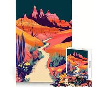 Jigsaw 1000 Pieces for Adults Desert Path with Mountains Minimalist Nature Art Premium Cut Fun Cognitive Fun Play Chill Game Play Xmas Decor Gift (38x26cm)