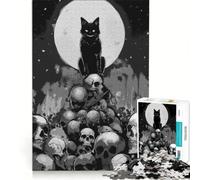 Jigsaw 1000 Pieces for Adults Devilish Black Cat Hell, Educational Game, Difficult And Challenge, Artists Collection, Fine Art 38x52cm