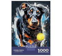 Jigsaw 1000 Pieces for Adults Dobermann Catching Ball Jigsaw for Adults Relax Games Difficult Hard Deal As Gifts for The Whole Family 52x38cm/1000pcs