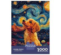 Jigsaw 1000 Pieces for Adults Doggy Starry Night Adult Jigsaw Brain Teaser Game Staycation Kill Time Help The Brain Exercise 70x50cm/1000pcs