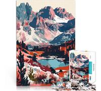 jigsaw 1000 pieces for adults Dolomites Mountain Lake Landscape Italy Analyse und Logik für Heimdekoration75x50cm