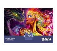 Jigsaw 1000 Pieces for Adults Dragon And Woman Adult Jigsaw Brain Teaser Game Staycation Kill Time Help The Brain Exercise 52x38cm/1000pcs