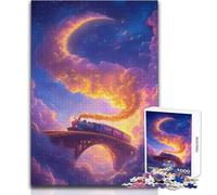 Jigsaw 1000 Pieces for Adults Dreamy Train Ride in The Sky Wonderful for Lazy Leisure Days Reliable Tight Fitting Cut Toy Size 38x52cm