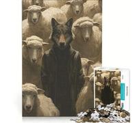 Jigsaw 1000 Pieces for Adults Dressed Wolf Sheep Leader, Educational Toy, But Fun And Humorous, Improving Love between Couples 38x52cm