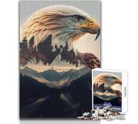 Jigsaw 1000 Pieces for Adults Eagle Double Exposure Wonderful for Lazy Leisure Days Reliable Tight Fitting Cut Toy Size 38x26cm