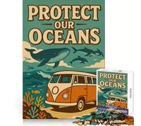 Jigsaw 1000 Pieces for Adults Earth Day, Protect Our Oceans Premium Cut Fun Cognitive Fun Play Chill Game Play Xmas Decor Gift (50x75cm)