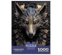 Jigsaw 1000 Pieces for Adults Elegant Golden Wolf Art Adult Jigsaw Brain Teaser Game Staycation Kill Time Help The Brain Exercise 38x26cm/1000pcs