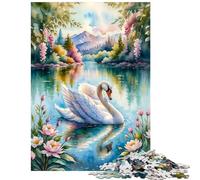 Jigsaw 1000 Pieces for Adults Elegant Swan in A Lake Difficult And Challenge Tough Challenge Educational Games for 14+ Puzzle Game Offered (38x52cm)