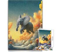 Jigsaw 1000 Pieces for Adults Elephant Flying in The Sky Wonderful for Lazy Leisure Days Reliable Tight Fitting Cut Toy Size 38x52cm