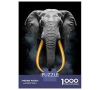 Jigsaw 1000 Pieces for Adults Elephant with Golden Tusks on Black Adult Jigsaw Puzzle Relaxing Games Stress Reliever Unique Birthday And Gifts 52x38cm/1000pcs