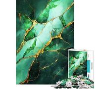 Jigsaw 1000 Pieces for Adults Emerald Green And Gold Abstract Art Puzzle for Adults Hands-on Game Presents for Women Deal As Gifts for The Whole Family (Size 50x75cm)