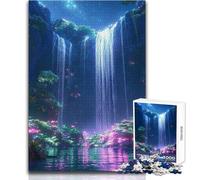 Jigsaw 1000 Pieces for Adults Enchanted Glowing Space Waterfall Presents for Women Fun Games for 14+ Puzzle Game Offered (size 38x26cm)