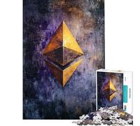 Jigsaw 1000 Pieces for Adults Ethereum Symbol Puzzles for Adults Brain Teaser Game Birthday Present Deal As Gifts for The Whole Family (Size 38x52cm)