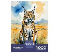 Jigsaw 1000 Pieces for Adults Eurasian Lynx Watercolor Painting Jigsaw for Adults Relax Games Difficult Hard Deal As Gifts for The Whole Family 52x38cm/1000pcs