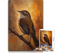 Jigsaw 1000 Pieces for Adults Eurasian Wren on Branch Painting Wonderful for Lazy Leisure Days Reliable Tight Fitting Cut Toy Size 38x26cm